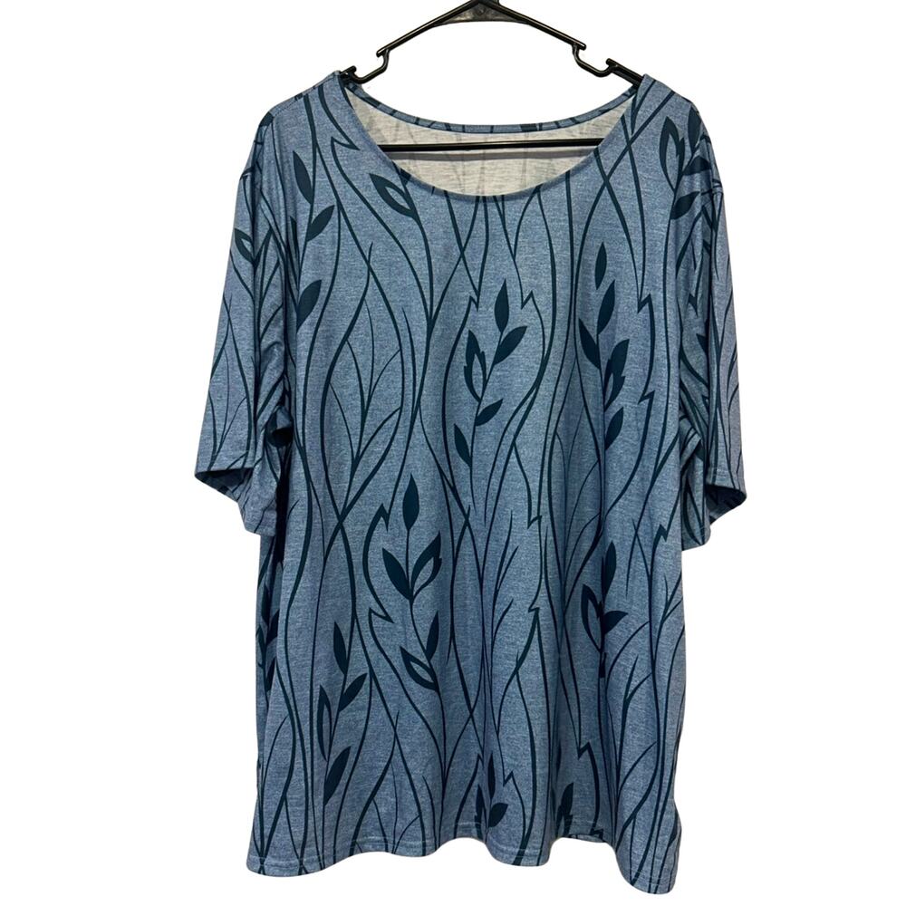 Blue Botanical Graphic Tee 2X | Cottagecore Nature Minimalist Plus Size